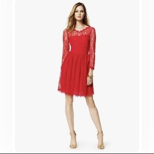 Sold out Juicy Couture Delicate Short Lace Dress 3/4 sleeve Sz 0 Lipstick Red
